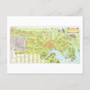Antique 1910 United Railways Karta of Baltimore Vykort