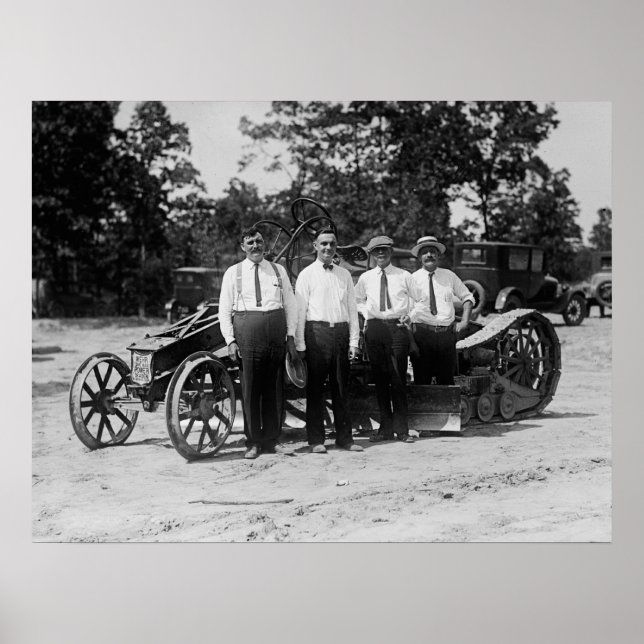 Antique 1920s Road Construction Equipment Poster (Framsidan)