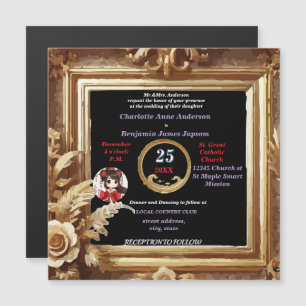 Antique 3D Golden Blommigt Botanical Ram