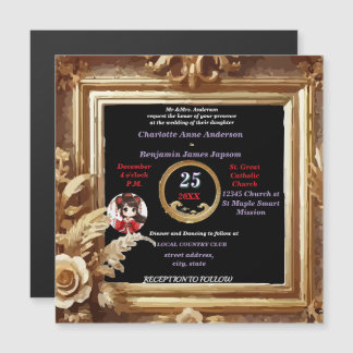 Antique 3D Golden Blommigt Botanical Ram