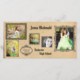 Antique 5 Photos - Grad Announcement PhoCard Meddelande