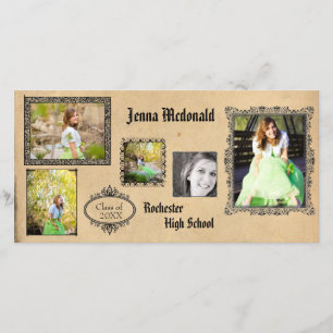 Antique 5 Photos - Grad Announcement PhoCard Meddelande