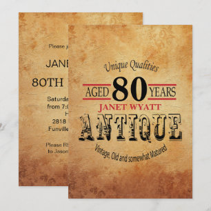 Antique 80 Birthday Inbjudningar