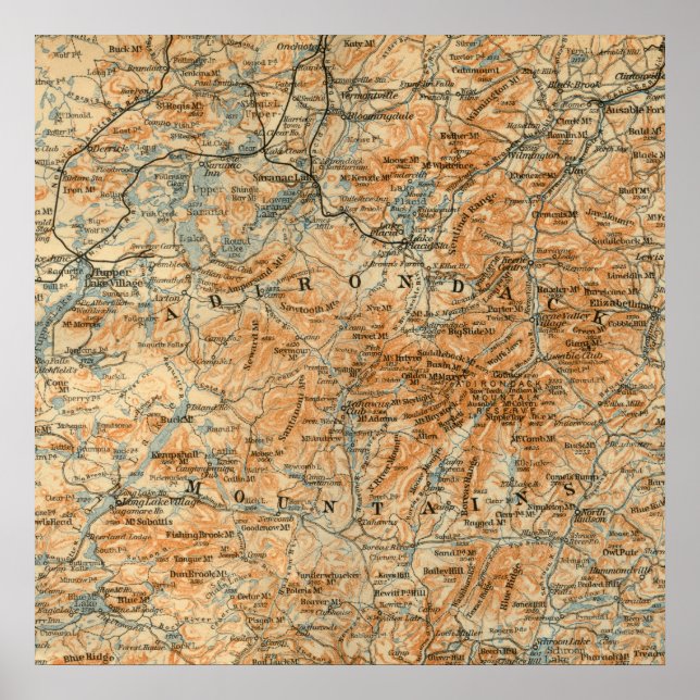 Antique Adirondacks Karta Poster (Framsidan)