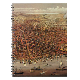 Antique Aerial Karta of San Francisco, Kalifornien Anteckningsbok