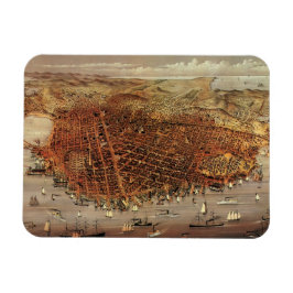 Antique Aerial Karta of San Francisco, Kalifornien Magnet