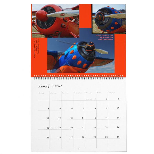 Antique Aircraft Engines Huge 2015 Kalender (Jan 2026)