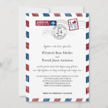 Antique Airmail bröllop - inbjudan