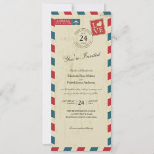 Antique Airmail Bröllop Inbjudningar