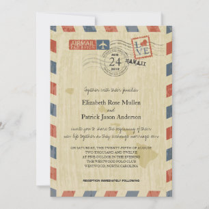 Antique Airmail Hawaii bröllopsinbjudan Inbjudningar