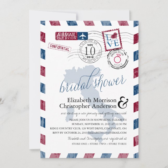 Antique Airmail Italien | Möhippa Inbjudningar (Framsida)