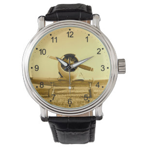 Antique Airplan Golden Gult Propeller Armbandsur