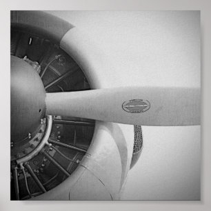 Antique Airplan Propeller Black and White Poster