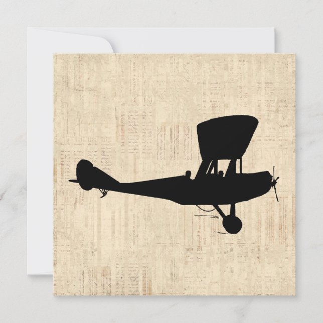 Antique Airplan Silhouette Art Kort (Framsida)