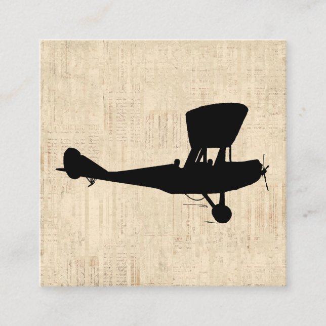 Antique Airplan Silhouette Art Tilläggskort (Framsida)