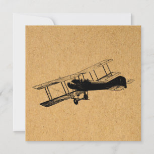 Antique Airplane Vintage Flygplan Aviation Art Julkort