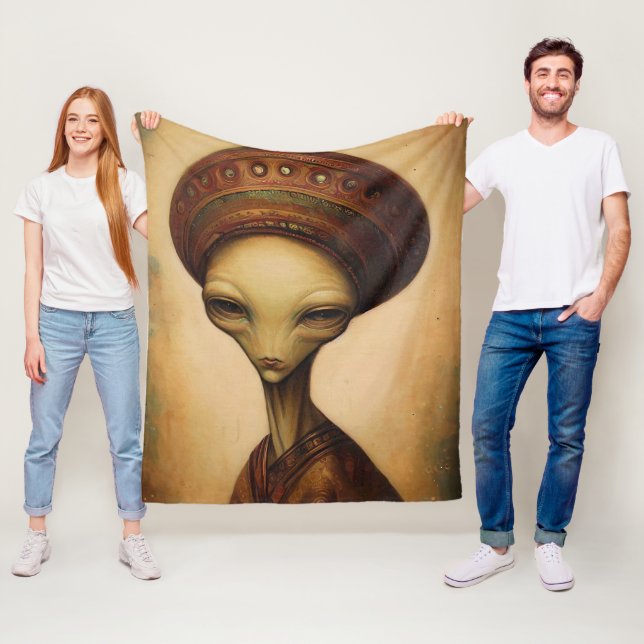 Antique Alien Porträtt Fleecefilt (På plats)