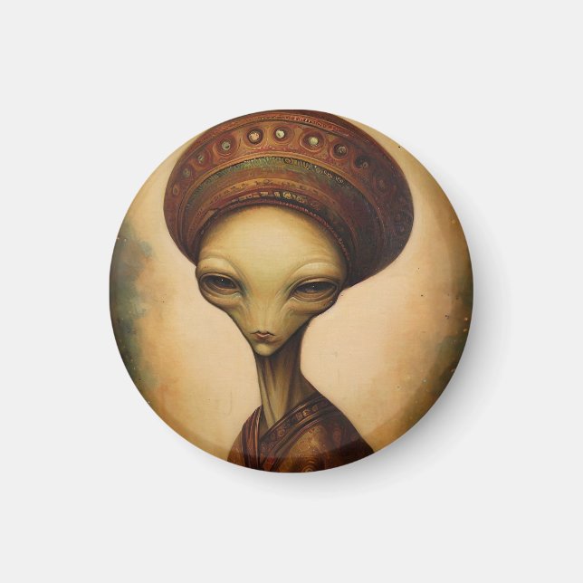 Antique Alien Porträtt Magnet (Framsidan)