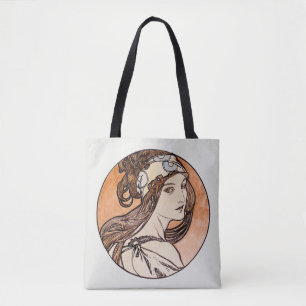 Antique Alphonse Mucha-målning, tote bag Tygkasse