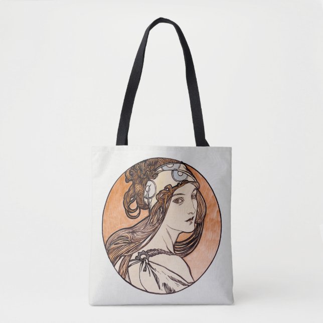 Antique Alphonse Mucha-målning, tote bag Tygkasse (Framsida)