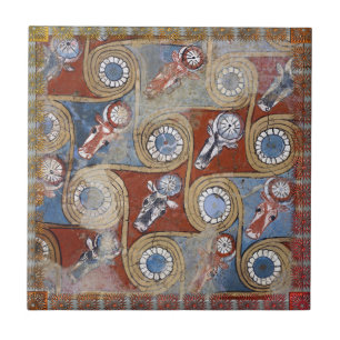 Antique Amenhotep Egyptian Blue Grått Kakelplatta