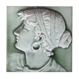 Antique American c1890 Trent Porträtt Tile Repro Kakelplatta