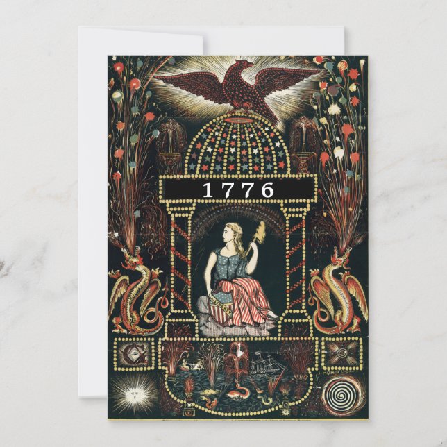 Antique American Fire Works den 4 juli Kort (Framsida)