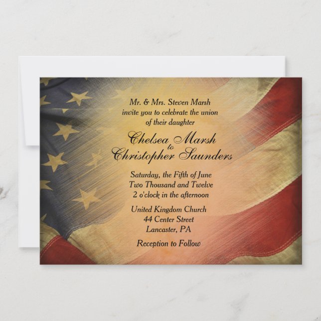 Antique American Flagga Wedding bjudande Inbjudningar (Framsida)