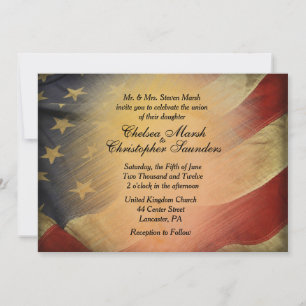 Antique American Flagga Wedding bjudande Inbjudningar