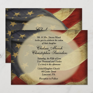 Antique American Flagga Wedding bjudande Inbjudningar