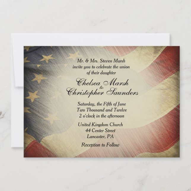 Antique American Flagga Wedding bjudande Inbjudningar (Framsida)