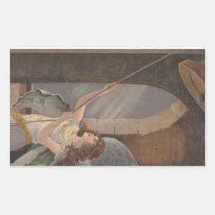 Antique Andlig Tolling Bell Torn Angel Sticker Rektangulärt Klistermärke