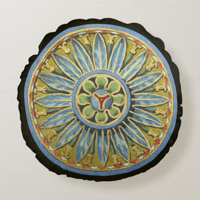 Antique Architectural Rosette nr 2 Rund Kudde (Framsidan)