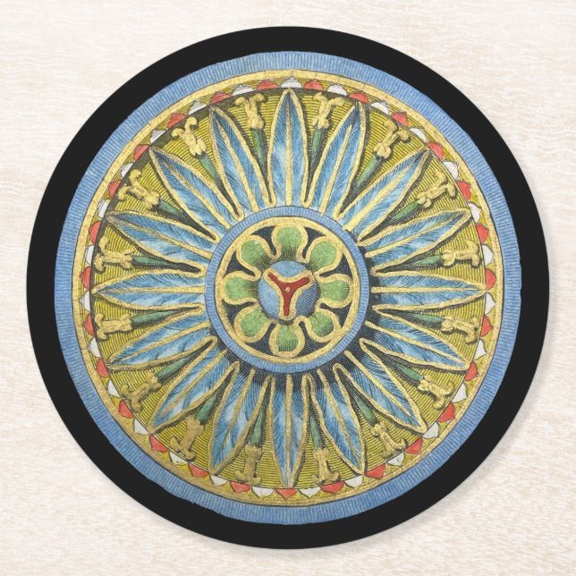 Antique Architectural Rosette nr 2 Underlägg Papper Rund (Framsidan)