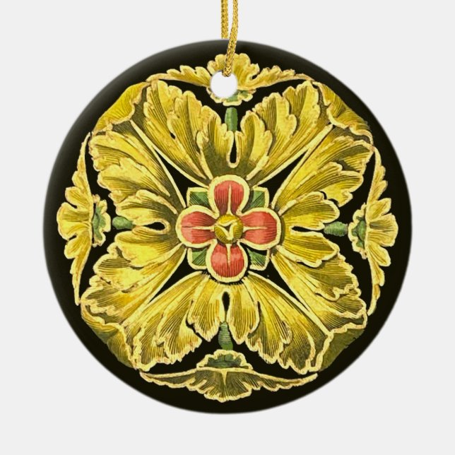 Antique Architectural Rosette nr 3 Julgransprydnad Keramik (Framsidan)