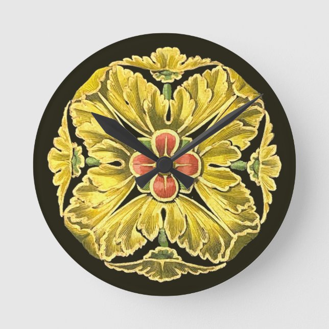 Antique Architectural Rosette nr 3 Rund Klocka (Framsida)