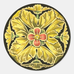 Antique Architectural Rosette nr 3 Runt Klistermärke
