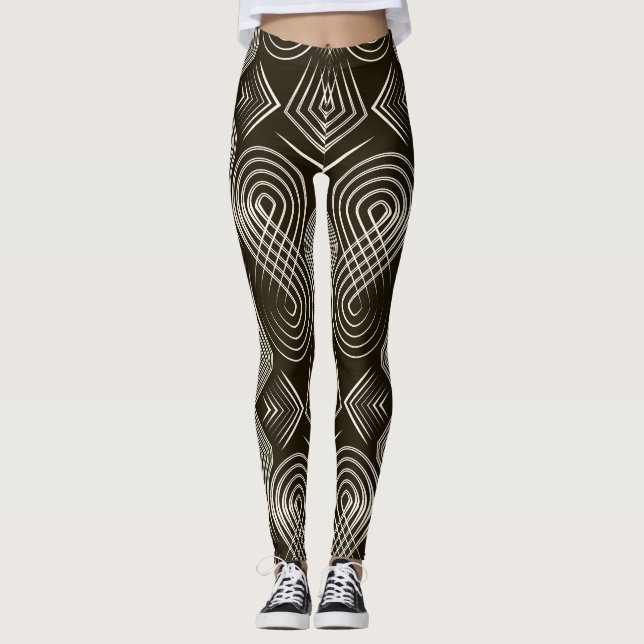 Antique Art Deco Sömlös Ornament Leggings (Framsida)
