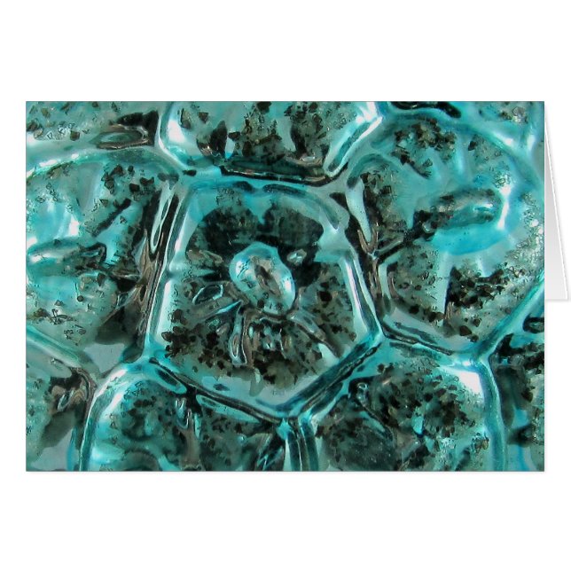 Antique Art Glass Aqua Teal Blue Jewel Snäcka Hälsningskort (Framsidan Horizontal)