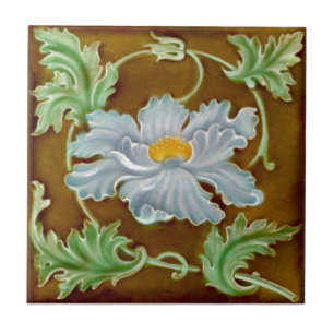 Antique Art nouveau Majolica Faux Relief Repro Kakelplatta