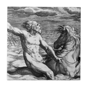 Antique art poseidon-fantasi kakelplatta