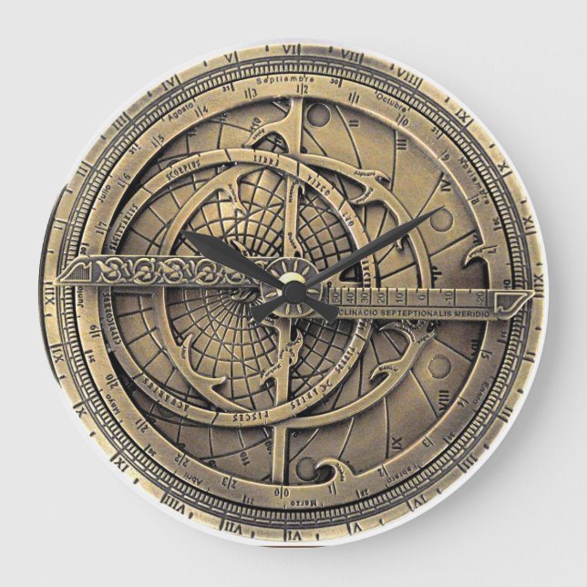 Antique Astrolabe Clock Stor Klocka (Framsida)