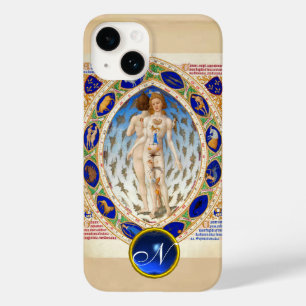 ANTIQUE ASTROLOGY,ZODIACAL SIGNS BLUE GEM MONOGRAM