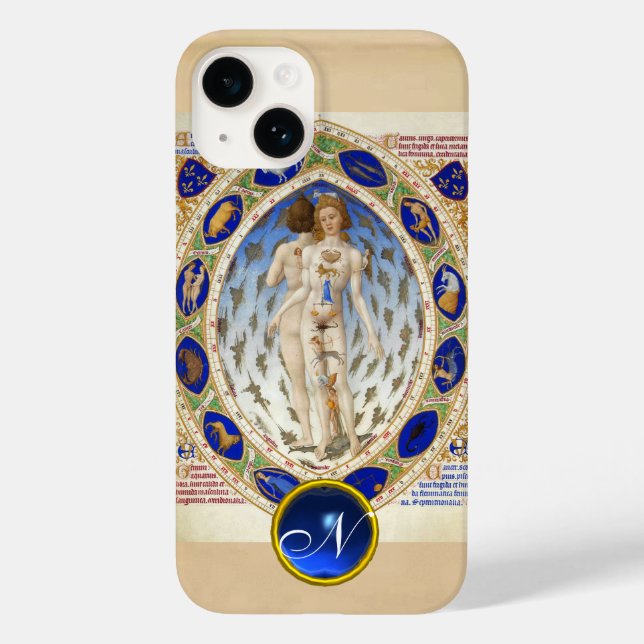 ANTIQUE ASTROLOGY,ZODIACAL SIGNS BLUE GEM MONOGRAM (Baksida)