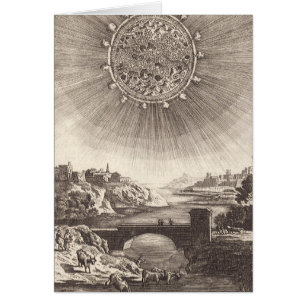 Antique Astronomy Himlar med Sol av Allain Mallet Hälsningskort
