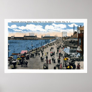 Antique Atlantic City New jersey Boardpromenad Poster