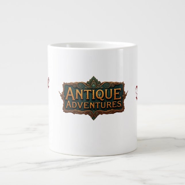 Antique Äventyr Typography Art Timless - Jumbo Mugg (Framsidan)