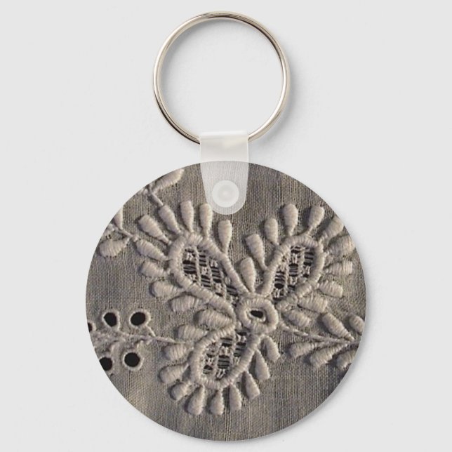 Antique Ayrshire Snöre Embroidery Nyckelring (Framsida)