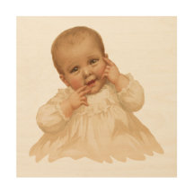 Antique Baby Bild, Wood Art