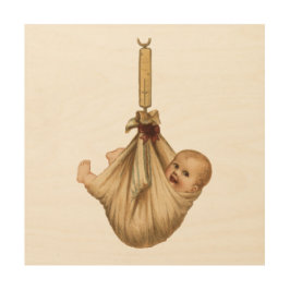 Antique Baby Speciell Delivery Wood Art Trätavla